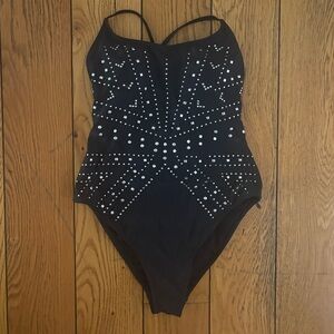 Black Studded One Piece Swimsuit